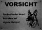 Preview: Edelstahl Warnschild Deutscher Schäferhund VORSICHT Freilaufender Hund! Betreten auf eigene Gefahr!